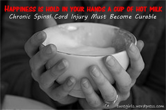 HAPPINESS IS HOLD IN YOUR HANDS A CUP OF HOT MILK