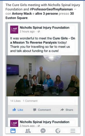 The Cure Girls meet with Prof Raisman and Nicholls Spinal Injury Foundation social